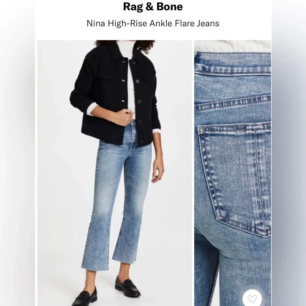 ☀️Rag & Bone Nina High-Rise Ankle Flare Jeans in Pearl - Picture 4 of 16
